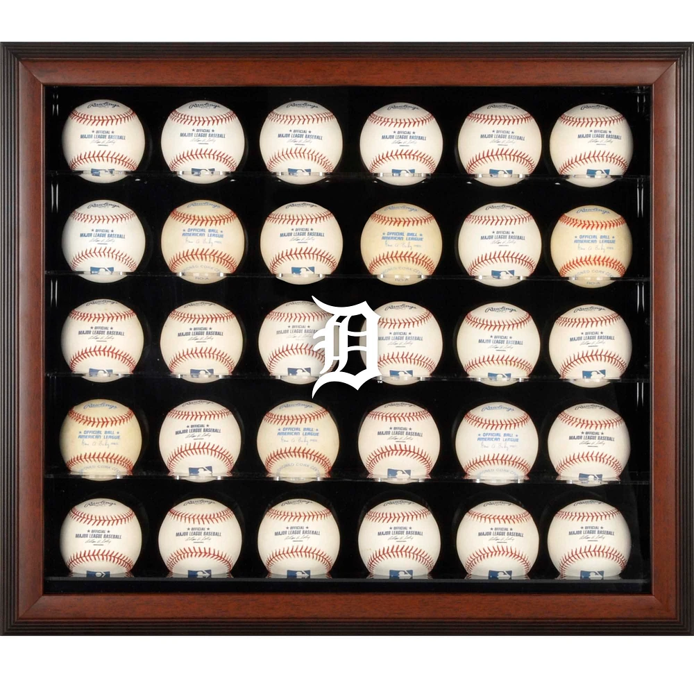 Detroit Tigers Logo Brown Framed 30-Ball Display Case