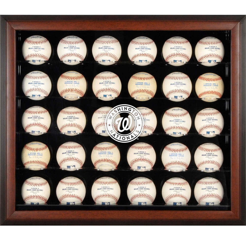 Washington Nationals Logo Brown Framed 30-Ball Display Case
