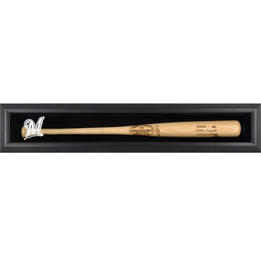Milwaukee Brewers Logo Black Framed Wall-Mounted Single Bat Display Case