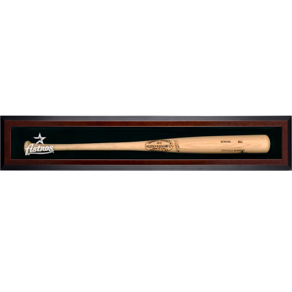 Houston Astros Logo Brown Framed Wall-Mounted Single Bat Display Case