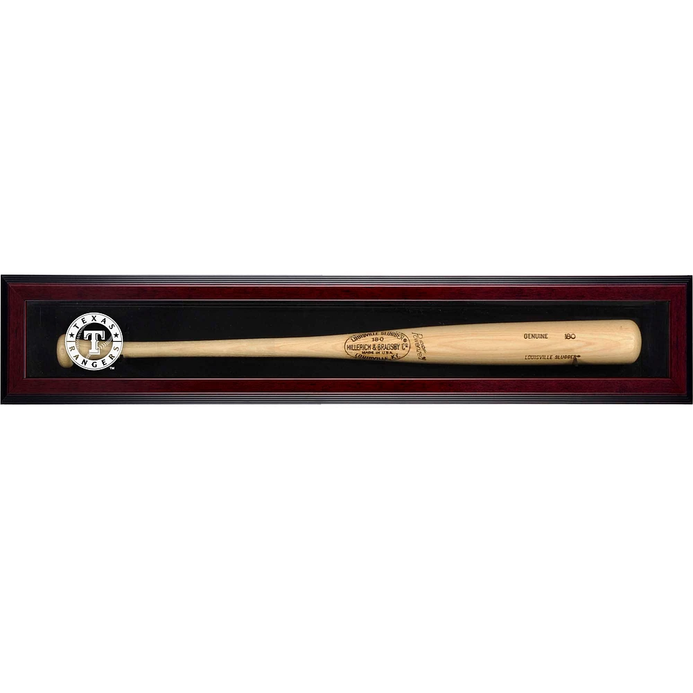 Texas Rangers Logo Mahogany Framed Wall-Mounted Single Bat Display Case