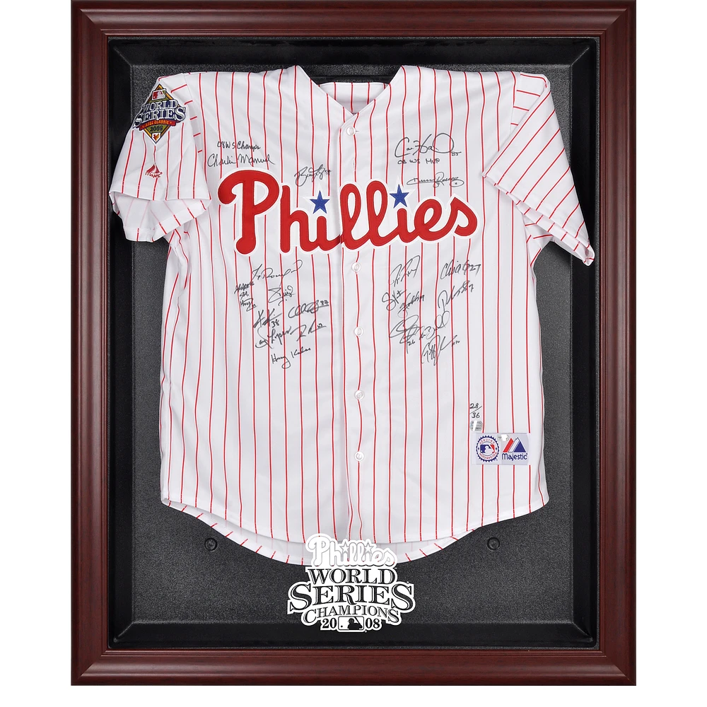Philadelphia Phillies 2008 World Series Champions Mahogany Framed Logo Jersey Display Case