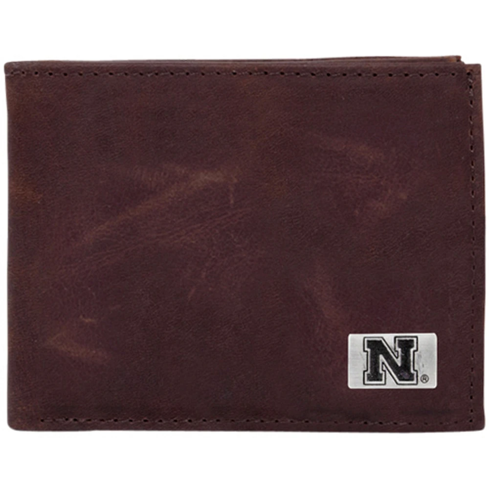 Nebraska Huskers Leather Billfold Wallet - Brown