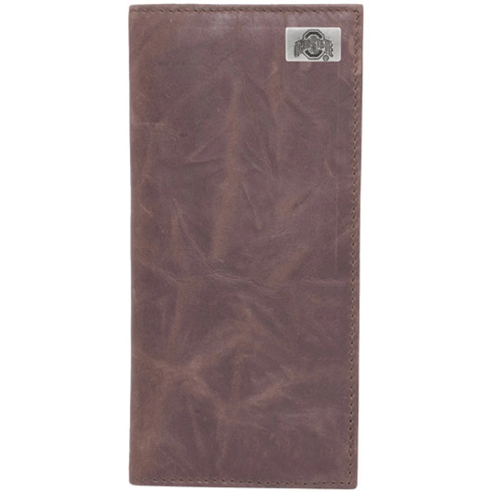 Ohio State Buckeyes Leather Secretary Wallet with Concho - Brown