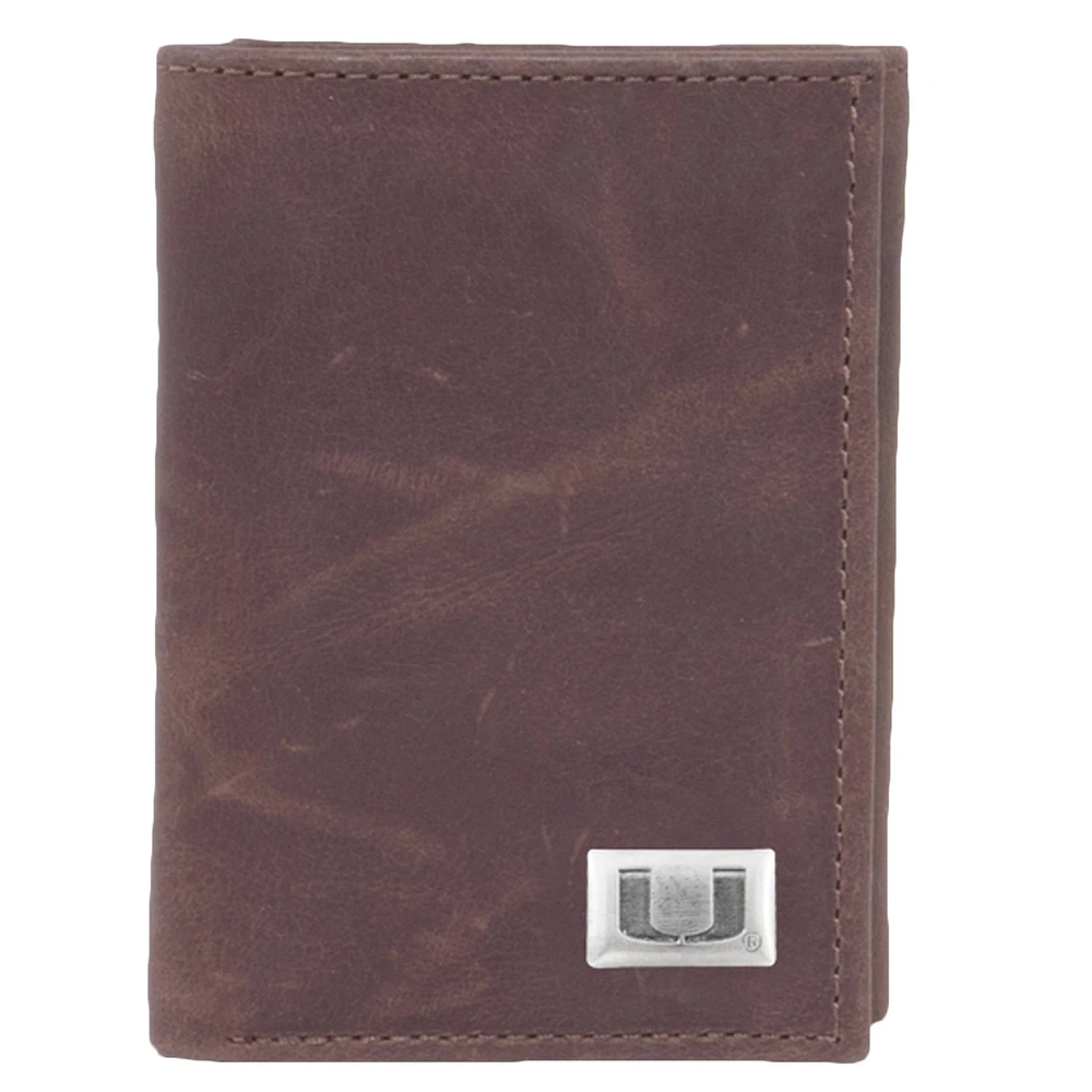 Miami Hurricanes Leather Trifold Wallet with Concho