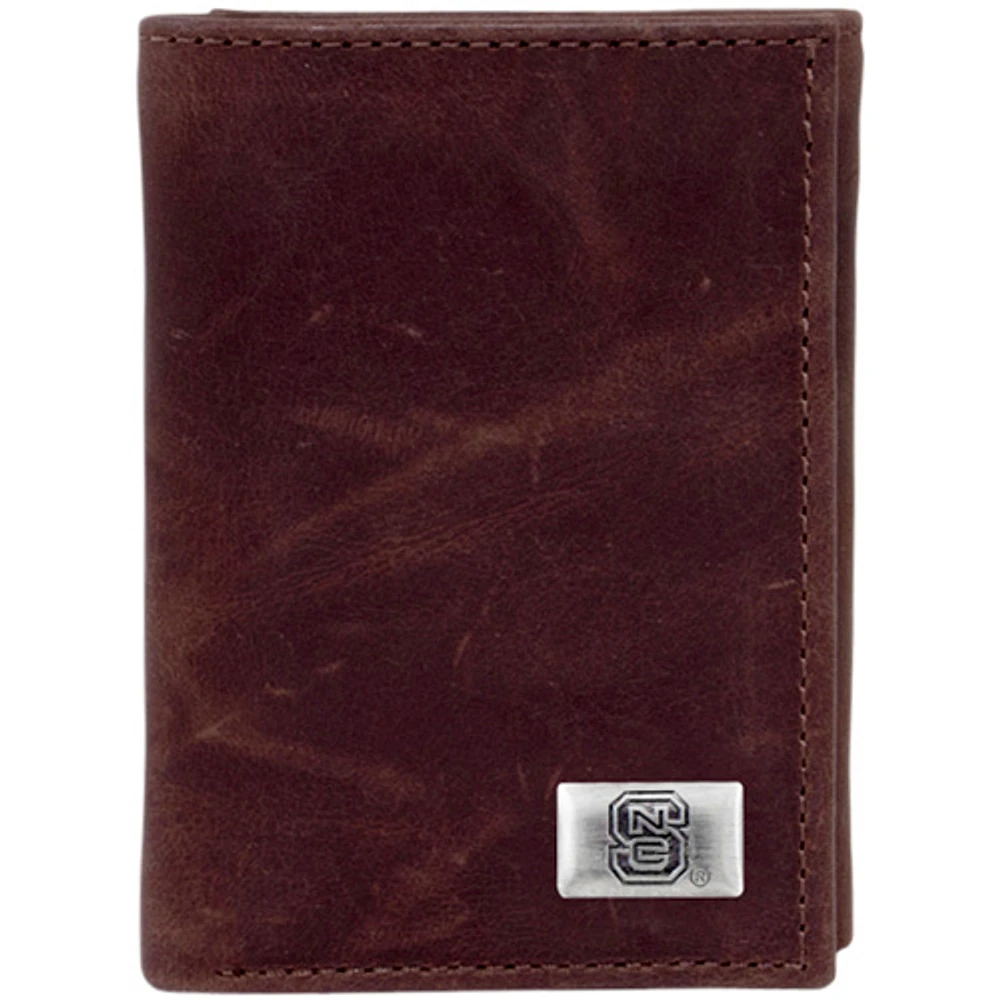 NC State Wolfpack Leather Trifold Wallet with Concho