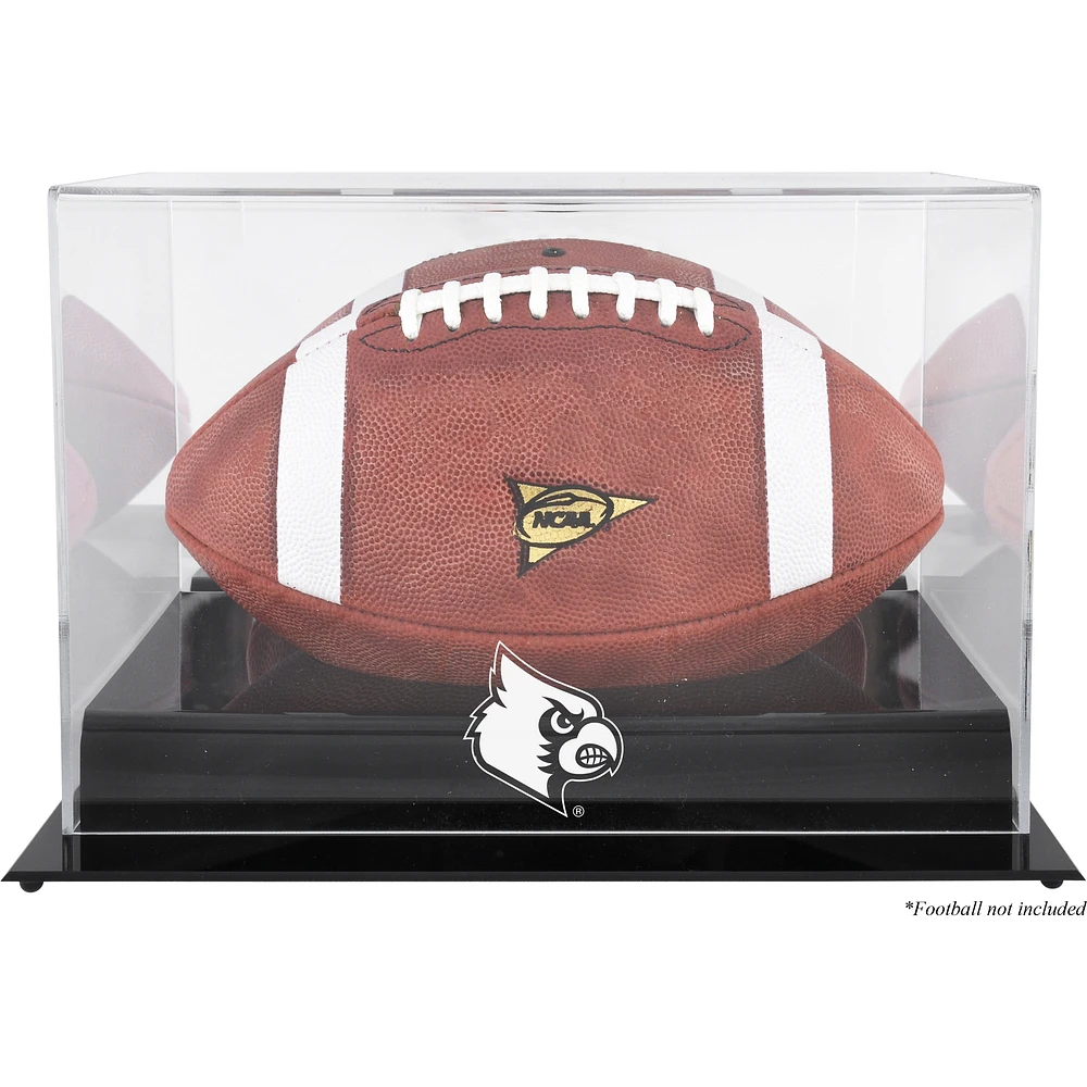 Louisville Cardinals Black Base Team Logo Football Display Case with Mirror Back