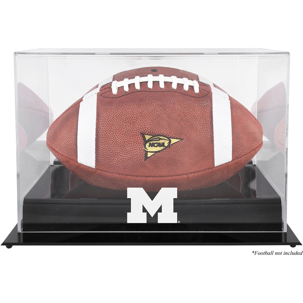 Michigan Wolverines Black Base Team Logo Football Display Case with Mirror Back