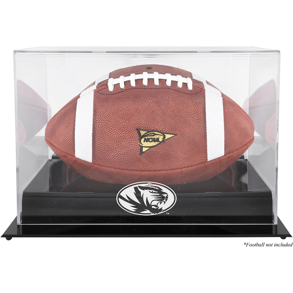 Missouri Tigers Black Base Team Logo Football Display Case with Mirror Back