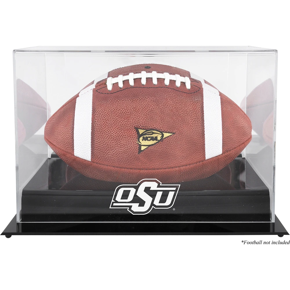 Oklahoma State Cowboys Black Base Team Logo Football Display Case with Mirror Back