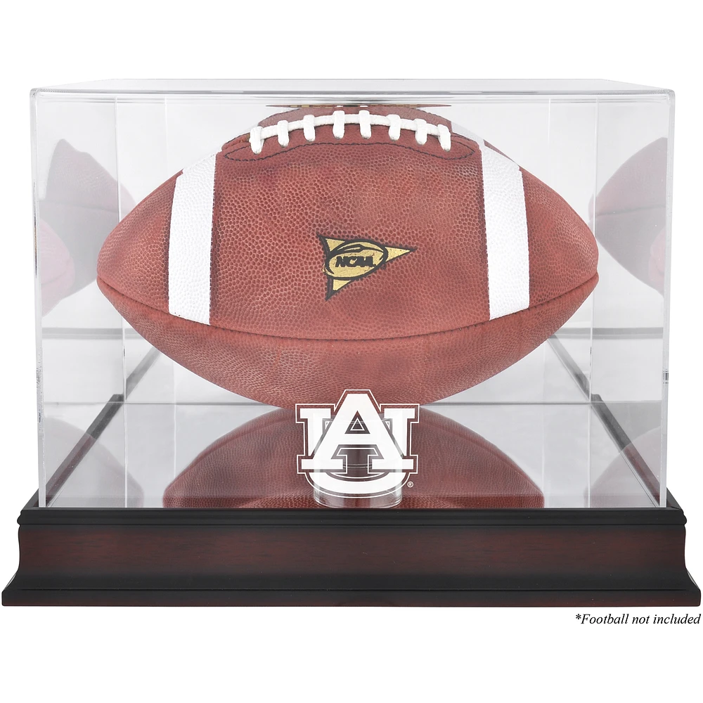 Auburn Tigers Mahogany Base Logo Football Display Case with Mirror Back
