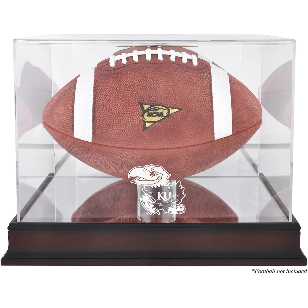 Kansas Jayhawks Mahogany Base Logo Football Case with Mirror Back