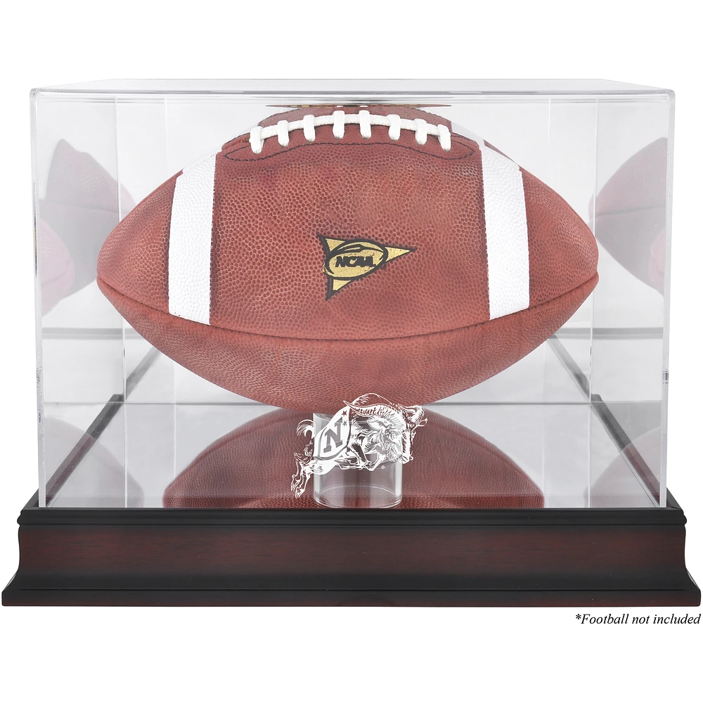 Navy Midshipmen Mahogany Base Logo Football Display Case with Mirror Back