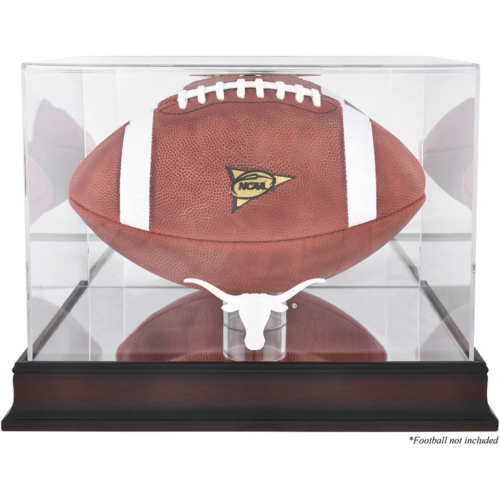 Texas Longhorns Mahogany Base Logo Football Display Case with Mirror Back