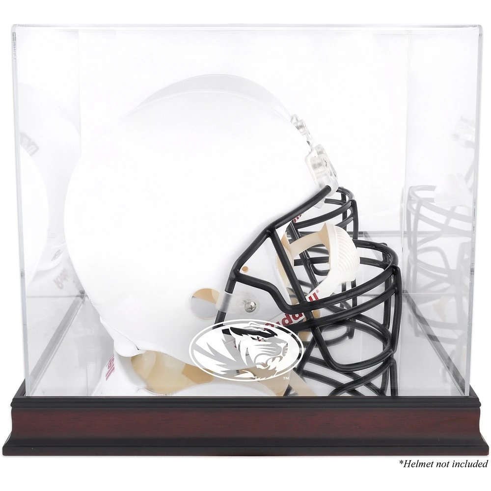 Missouri Tigers Mahogany Base Team Logo Helmet Display Case with Mirrored Back