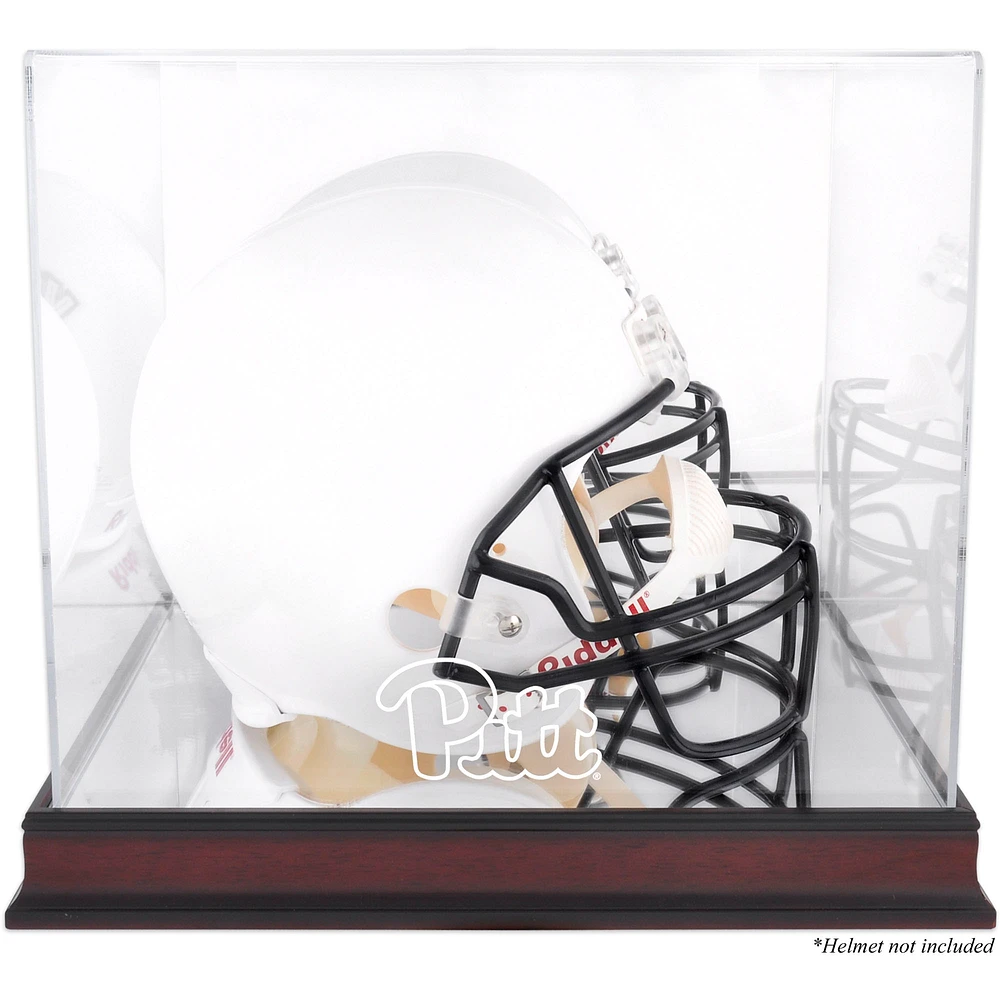 Pittsburgh Panthers Mahogany Base Team Logo Helmet Display Case with Mirrored Back