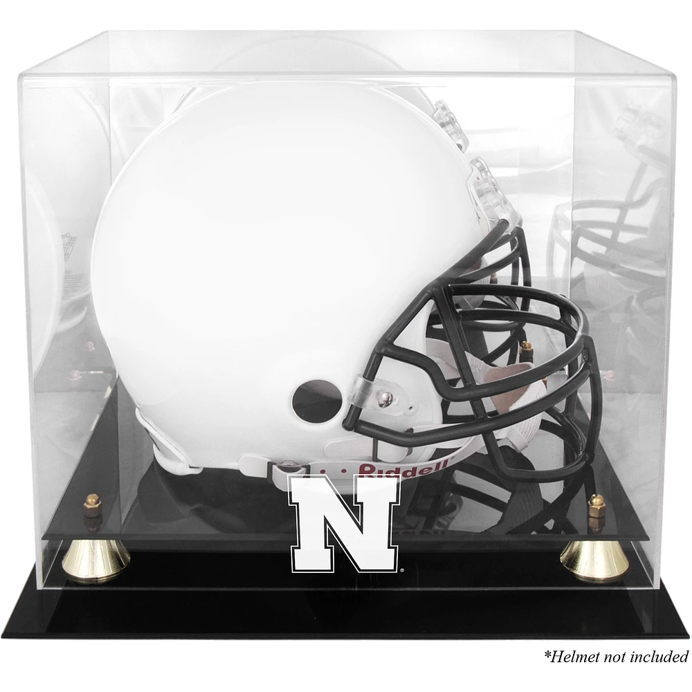 Nebraska Huskers Golden Classic Logo Helmet Display Case with Mirrored Back