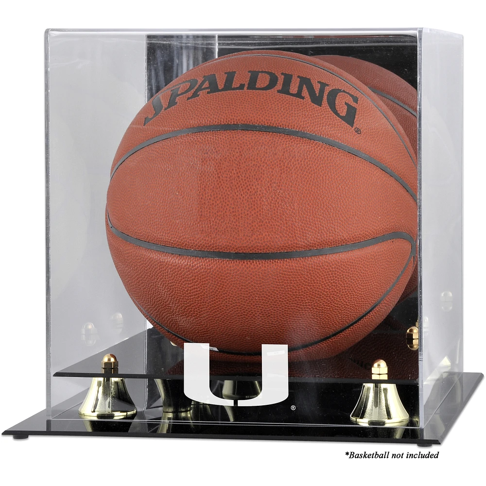 Miami Hurricanes Golden Classic Logo Basketball Display Case with Mirror Back