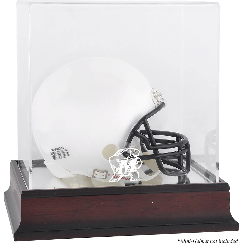 Maryland Terrapins Mahogany Logo Mini Helmet Display Case with Mirror Back