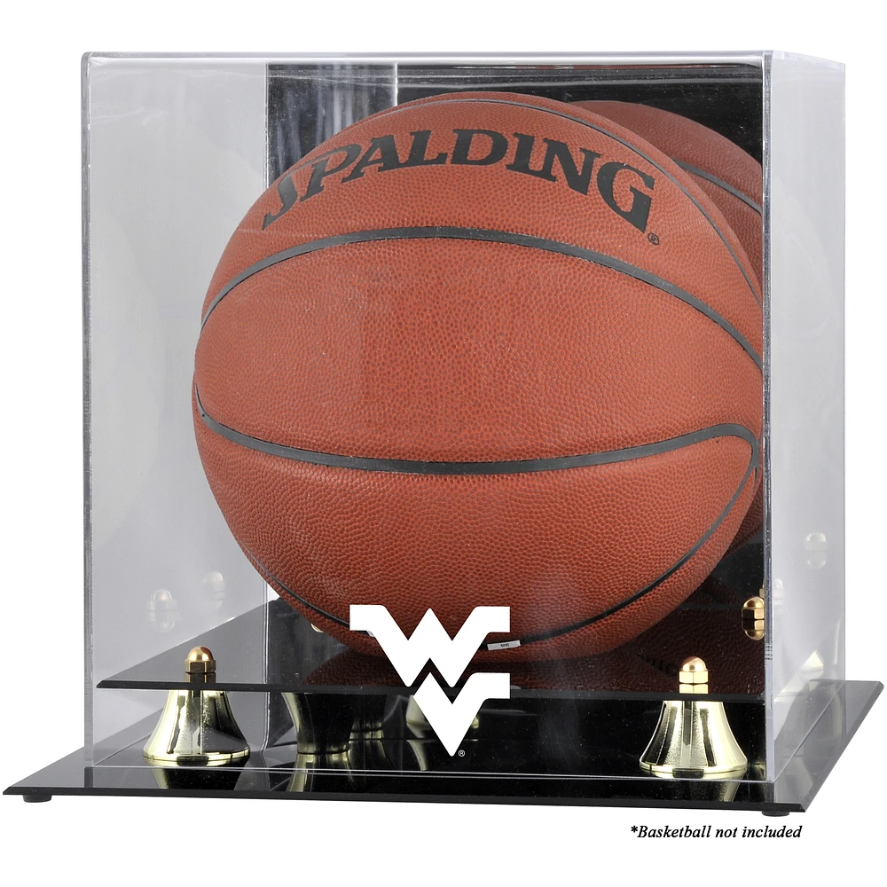 West Virginia Mountaineers Golden Classic Logo Basketball Display Case with Mirror Back