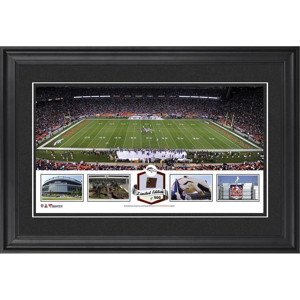 Sports Authority Field at Mile High Denver Broncos Framed Panoramic Collage with Game-Used Football - Limited Edition of 500