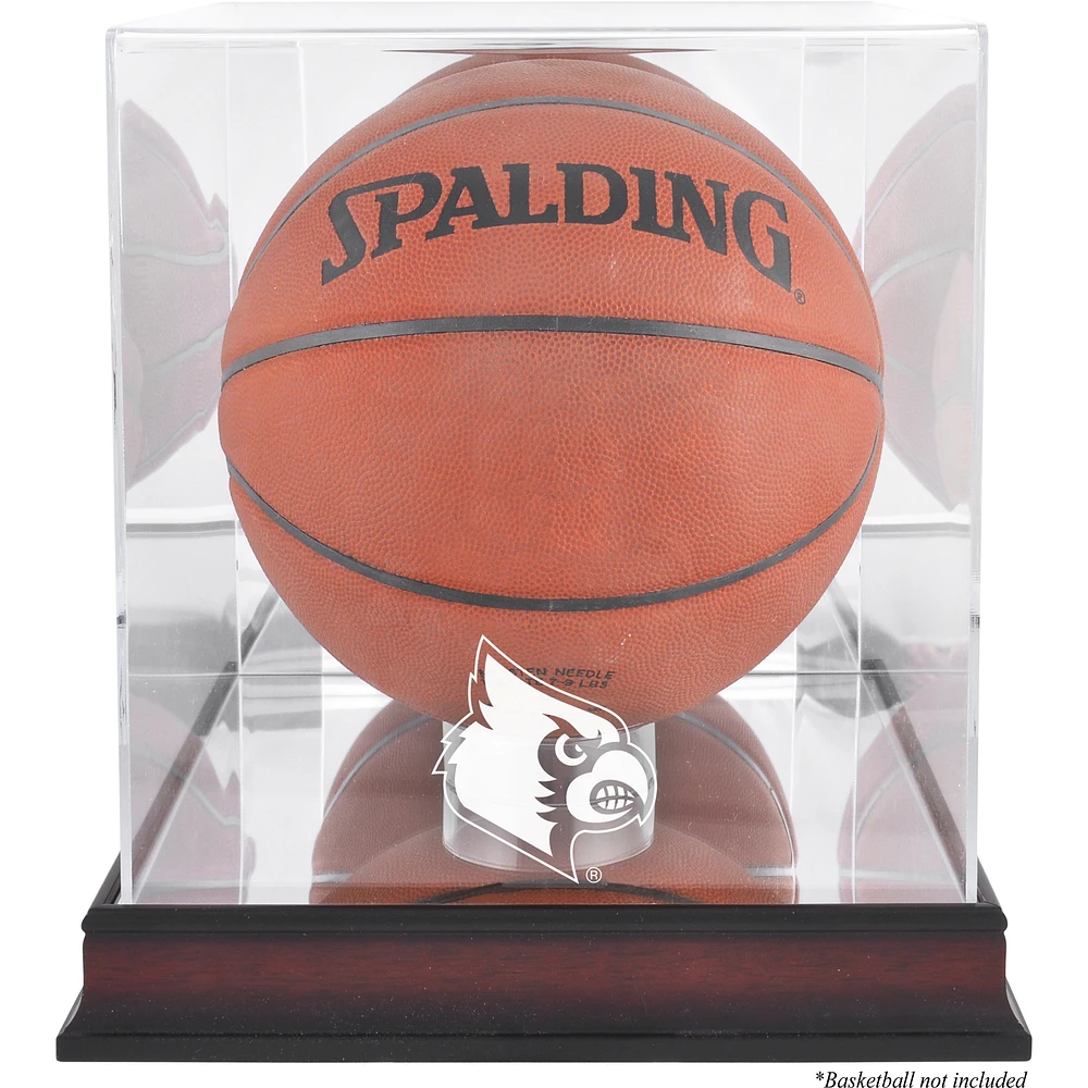 Louisville Cardinals Mahogany Antique Finish Basketball Display Case with Mirror Back