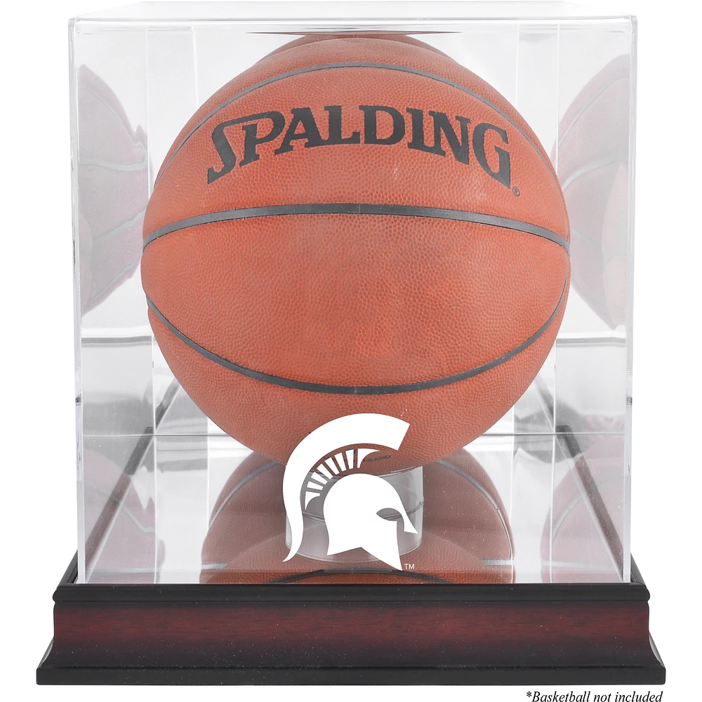 Michigan State Spartans Mahogany Antique Finish Basketball Display Case with Mirror Back