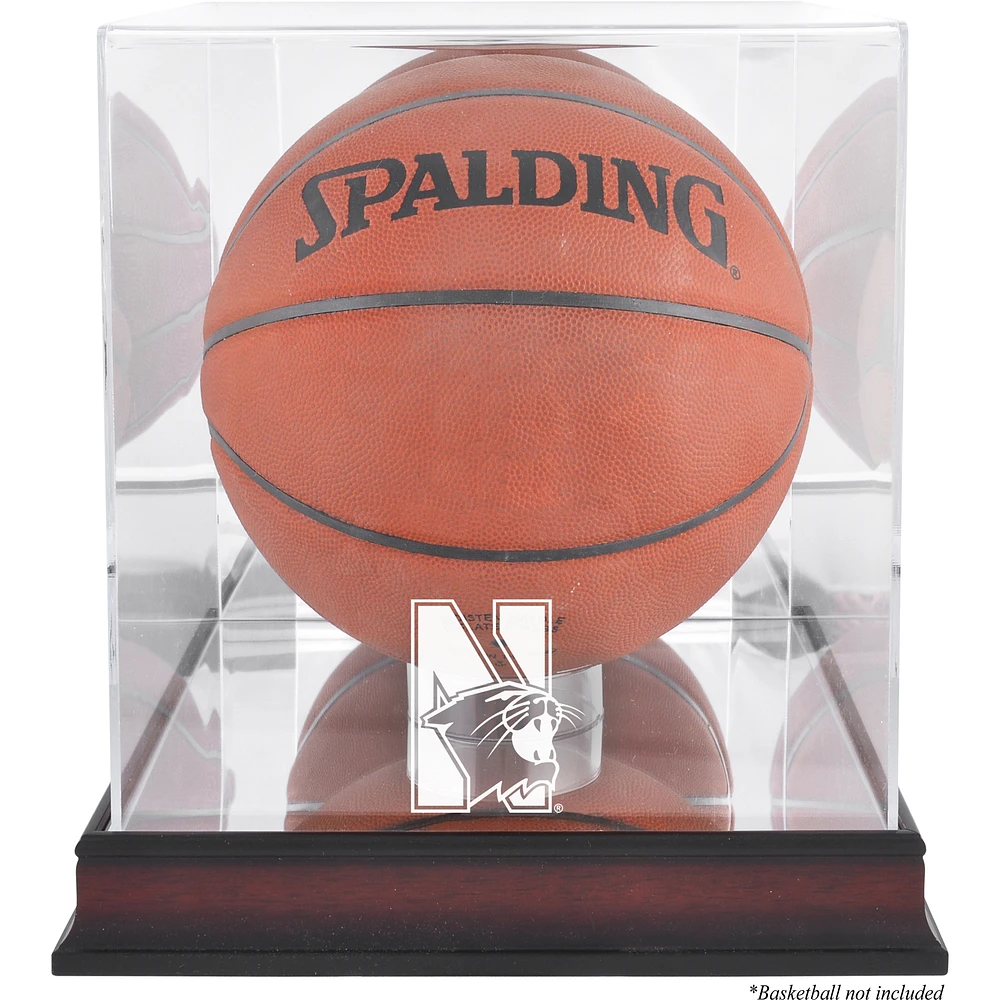 Northwestern Wildcats Mahogany Antique Finish Basketball Display Case with Mirror Back