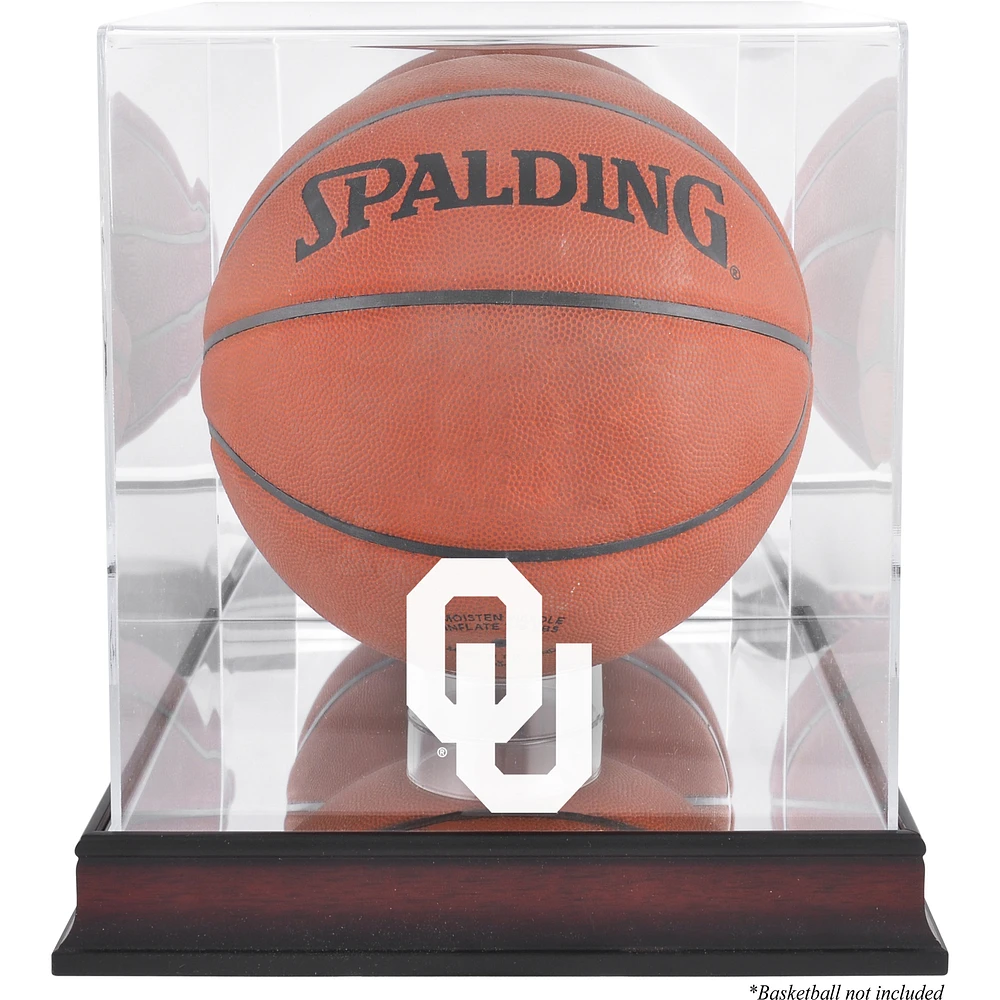 Oklahoma Sooners Mahogany Antique Finish Basketball Display Case with Mirror Back