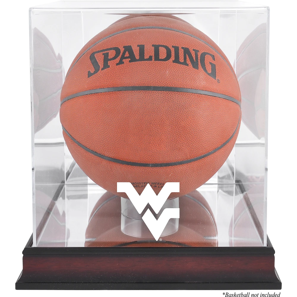 West Virginia Mountaineers Mahogany Antique Finish Basketball Display Case with Mirror Back