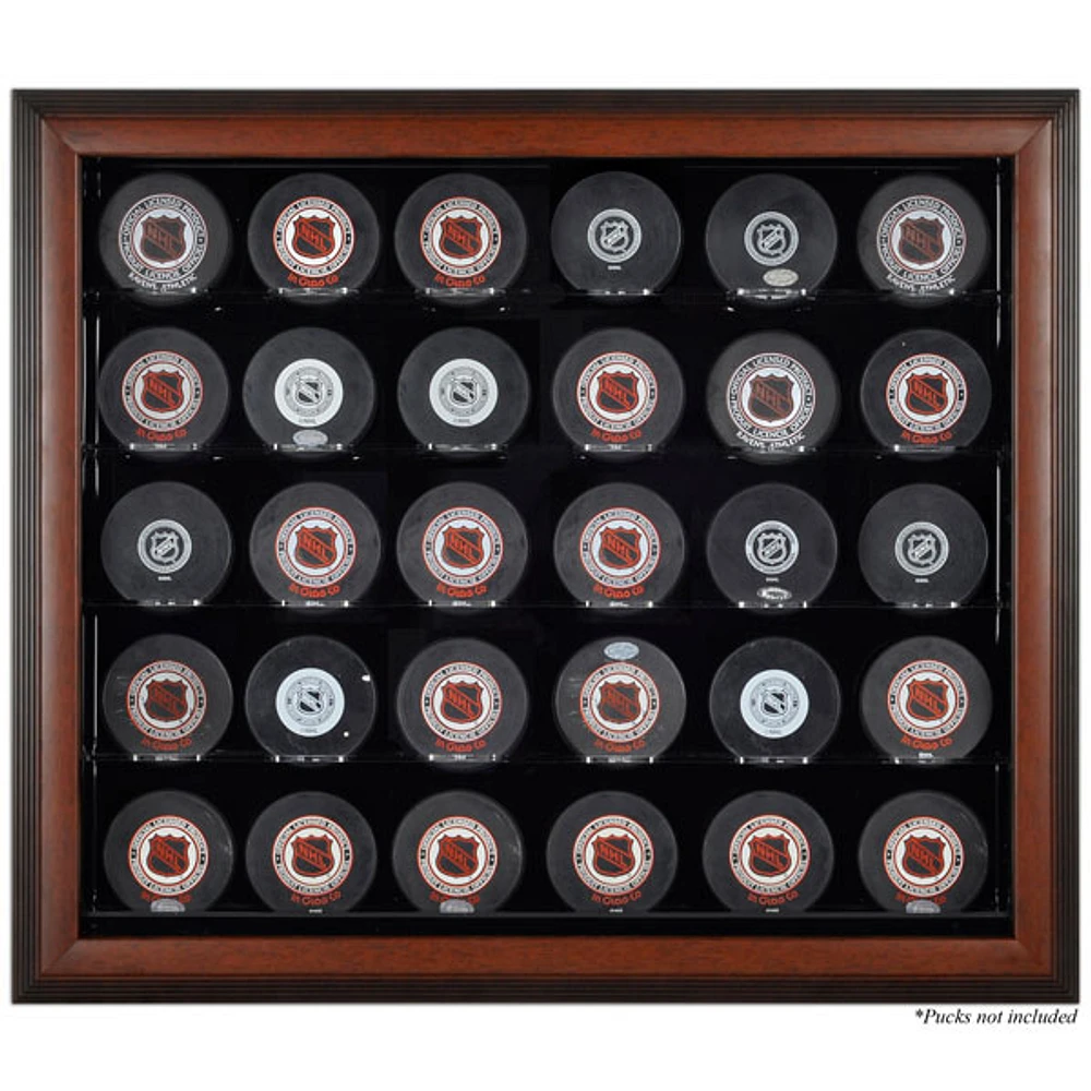 Brown Framed 30 Hockey Puck Display Case