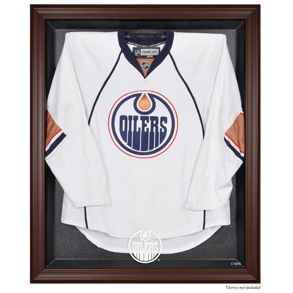 Edmonton Oilers Brown Framed Logo Jersey Display Case