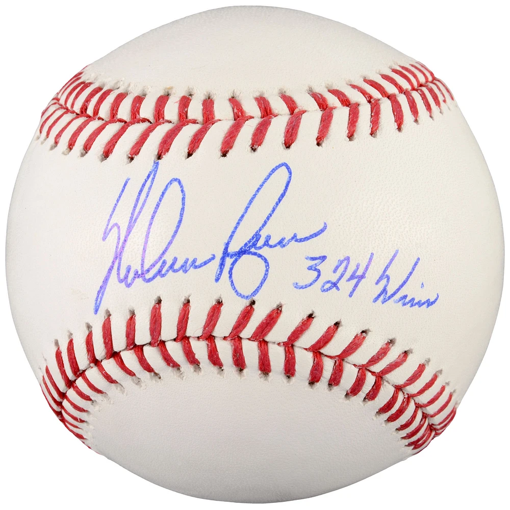 Nolan Ryan Texas Rangers Autographed Baseball with "324 Wins" Inscription