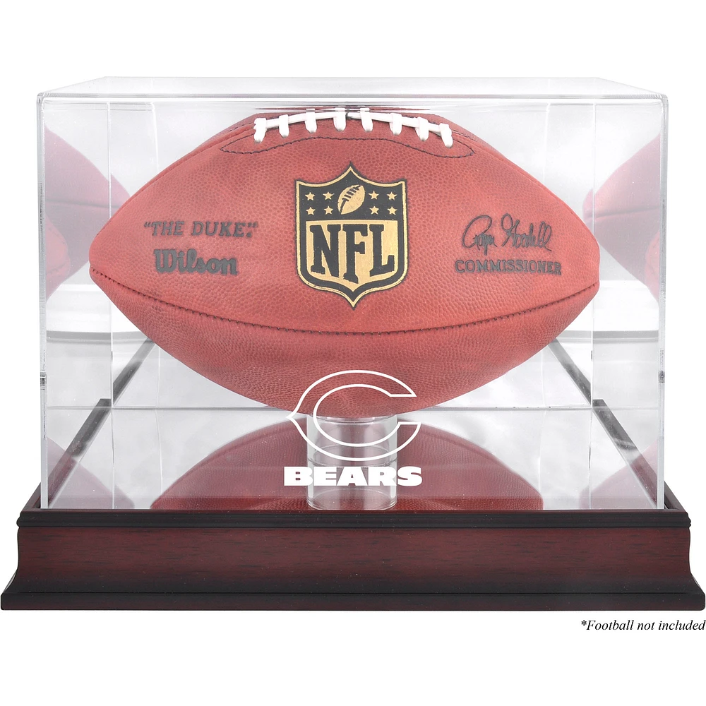 Chicago Bears Mahogany Football Logo Display Case with Mirror Back