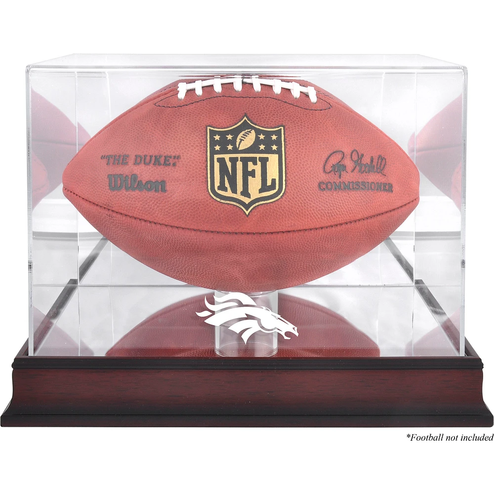 Denver Broncos Mahogany Football Logo Display Case with Mirror Back