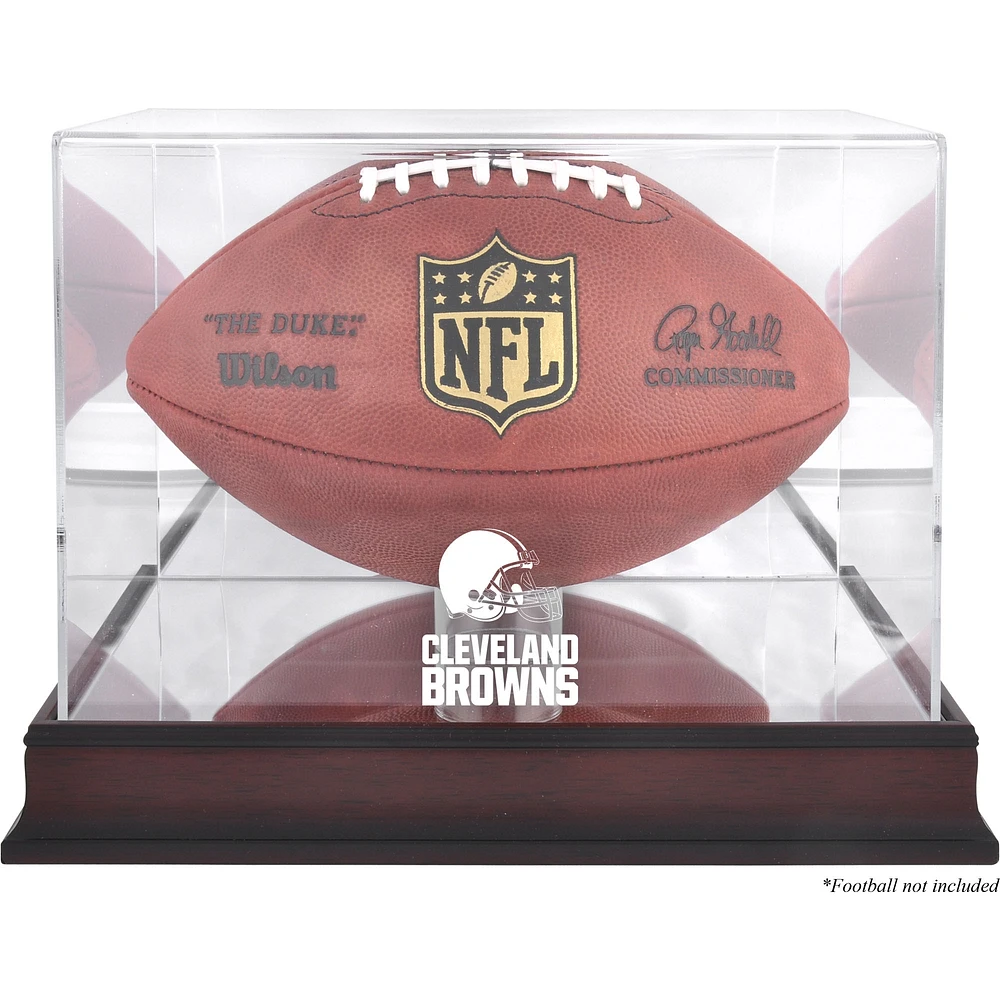 Cleveland Browns Mahogany Football Logo Display Case with Mirror Back