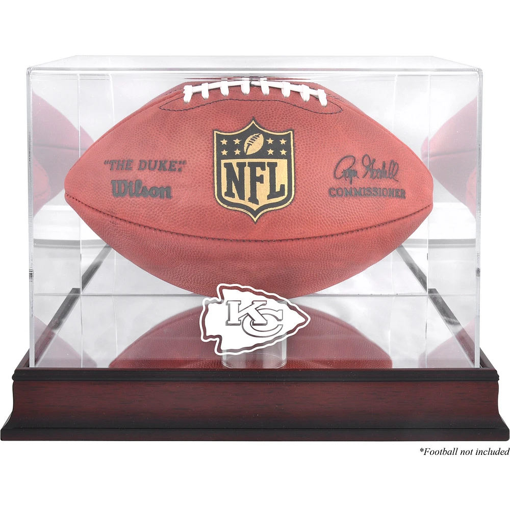 Kansas City Chiefs Mahogany Football Logo Display Case with Mirror Back