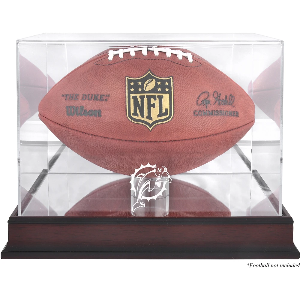 Miami Dolphins Mahogany Football Logo Display Case with Mirror Back