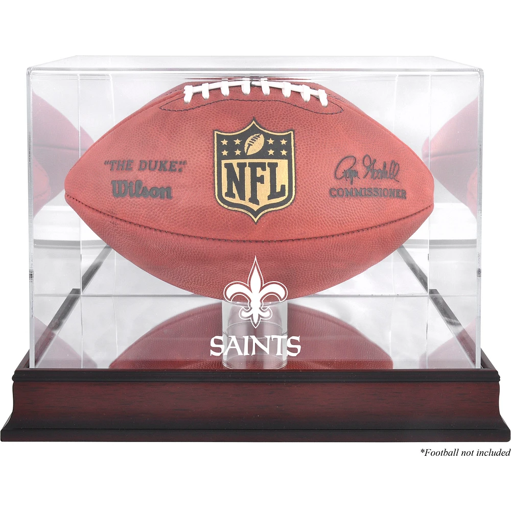 New Orleans Saints Mahogany Football Logo Display Case with Mirror Back