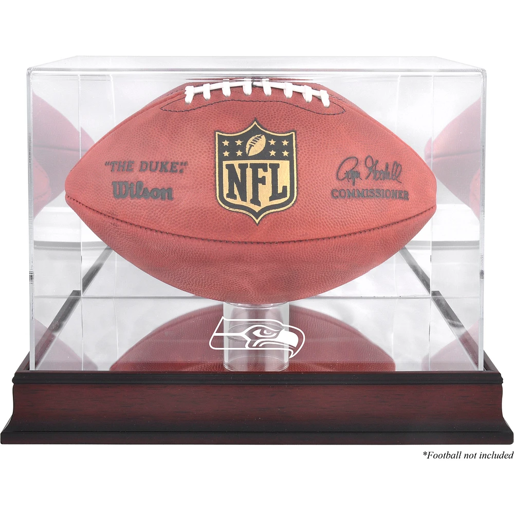 Seattle Seahawks Mahogany Football Logo Display Case with Mirror Back