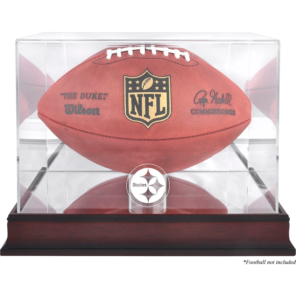 Pittsburgh Steelers Mahogany Football Logo Display Case with Mirror Back