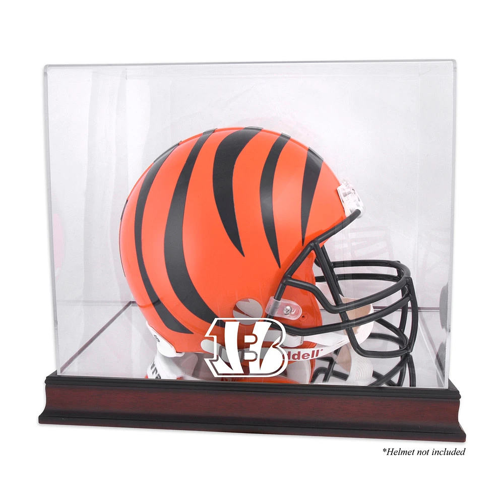 Cincinnati Bengals Mahogany Helmet Logo Display Case with Mirror Back