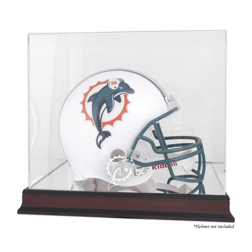Miami Dolphins Mahogany Helmet Logo Display Case with Mirror Back