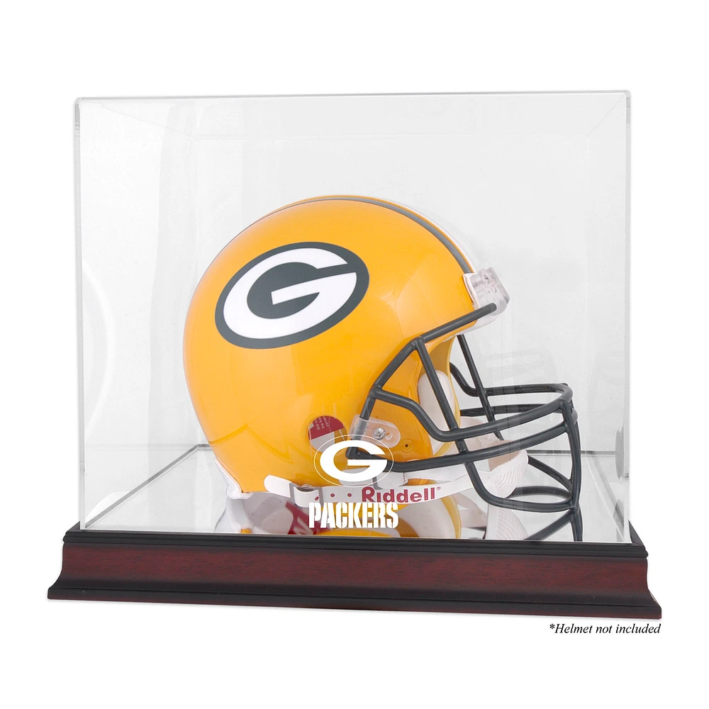Green Bay Packers Mahogany Helmet Logo Display Case with Mirror Back