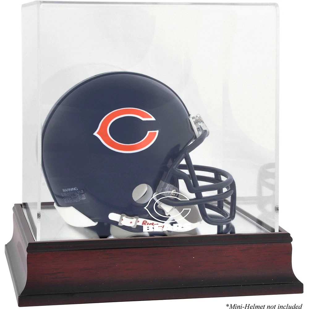 Chicago Bears Mahogany Logo Mini Helmet Display Case