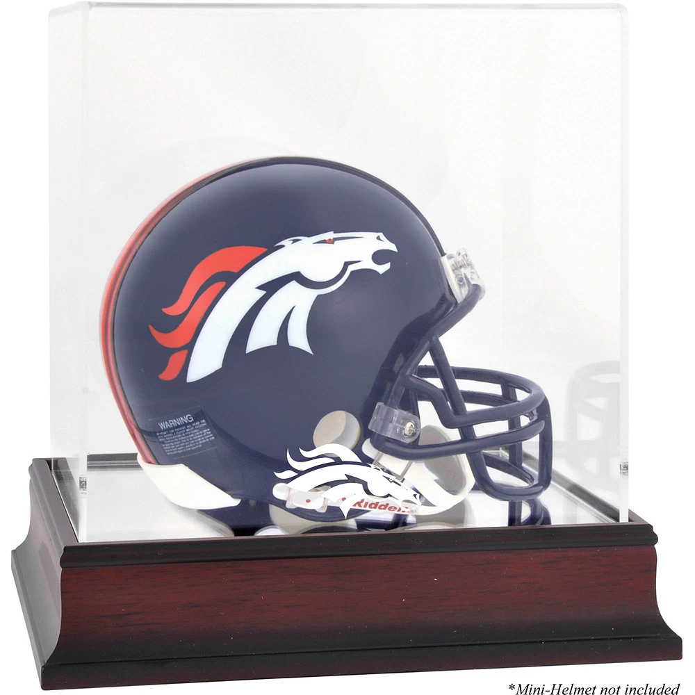 Denver Broncos Mahogany Logo Mini Helmet Display Case