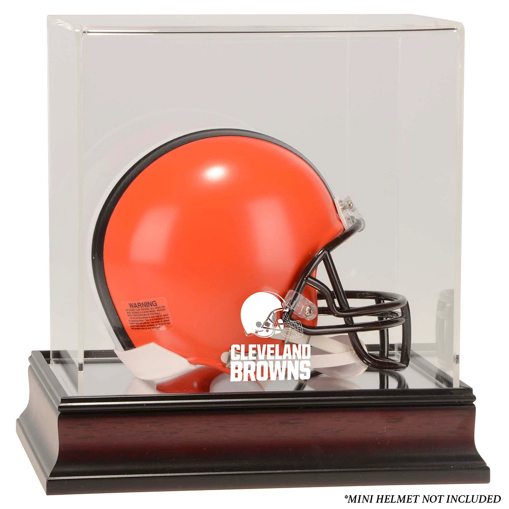 Cleveland Browns Mahogany Logo Mini Helmet Display Case