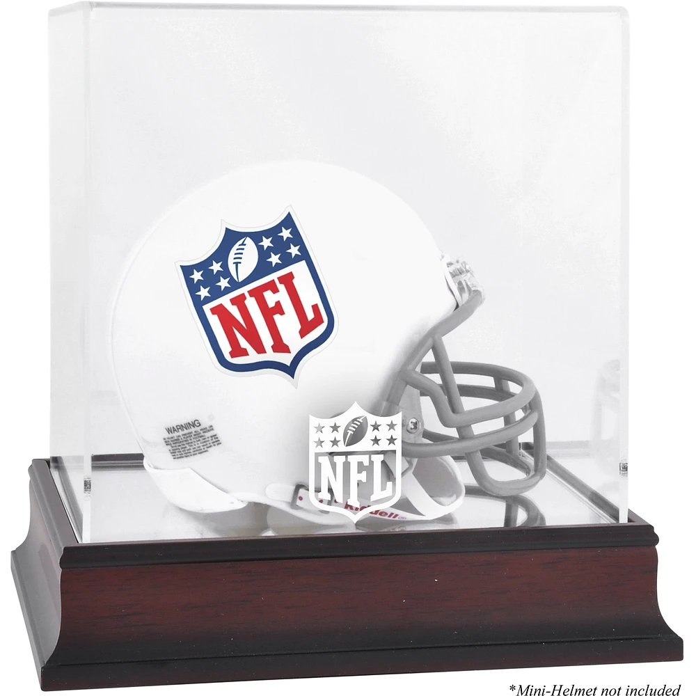 NFL Shield Mahogany Logo Mini Helmet Display Case