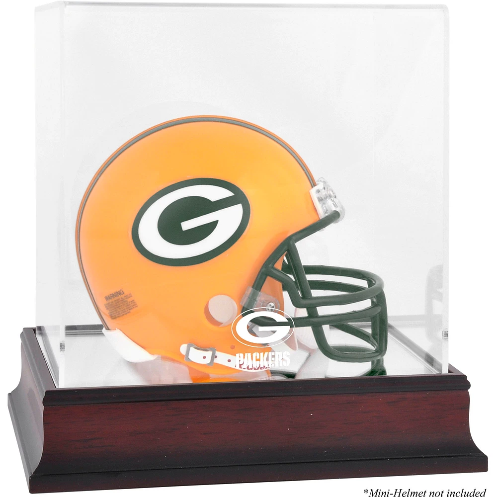 Green Bay Packers Mahogany Logo Mini Helmet Display Case