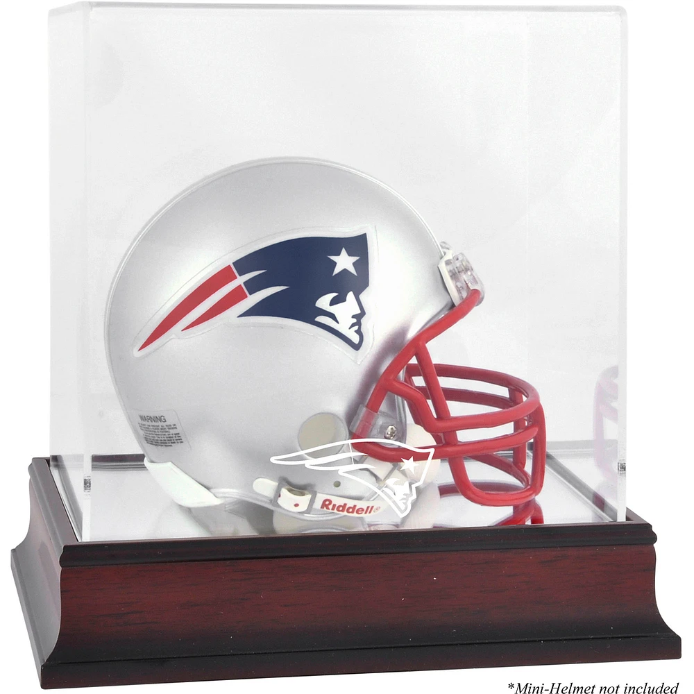 New England Patriots Mahogany Logo Mini Helmet Display Case